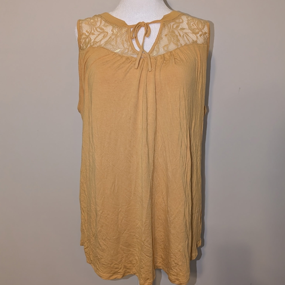 torrid Mustard Lace Yoke Sleeveless Tank